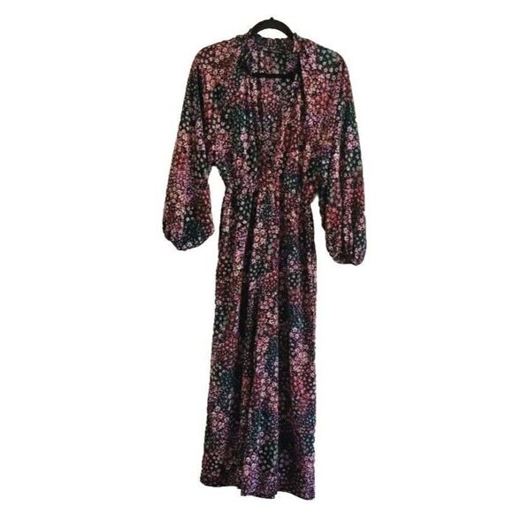 Zara Multicolored Floral Wide Leg Balloon Sleeve Jumpsuit Women's Size XS - Picture 9 of 9